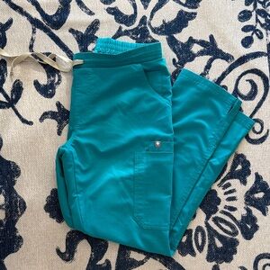 Figs Teal Yola Small Petite Skinny Scrub Pants